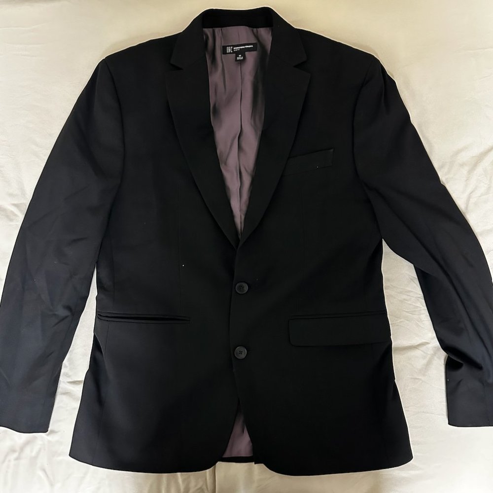 INC Full Black Suit with Blazer, Vest, and Pants